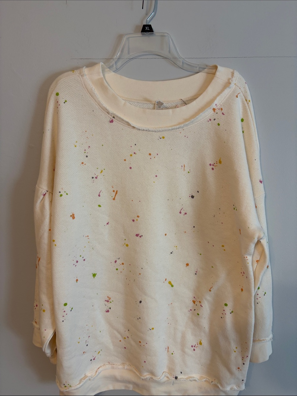 FP Movement by Free People ecru Crewneck Sweatshirt with Multicolor Splatter.med
